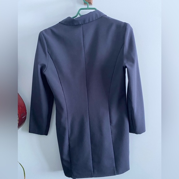 Navy Blue Long Blazer - Picture 2 of 3